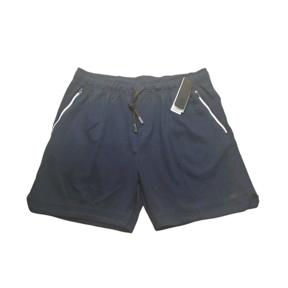 Pants - Training Shorts Mens Moisture Wicking Dark Navy Blue XL Drawstrings Zip Pockets